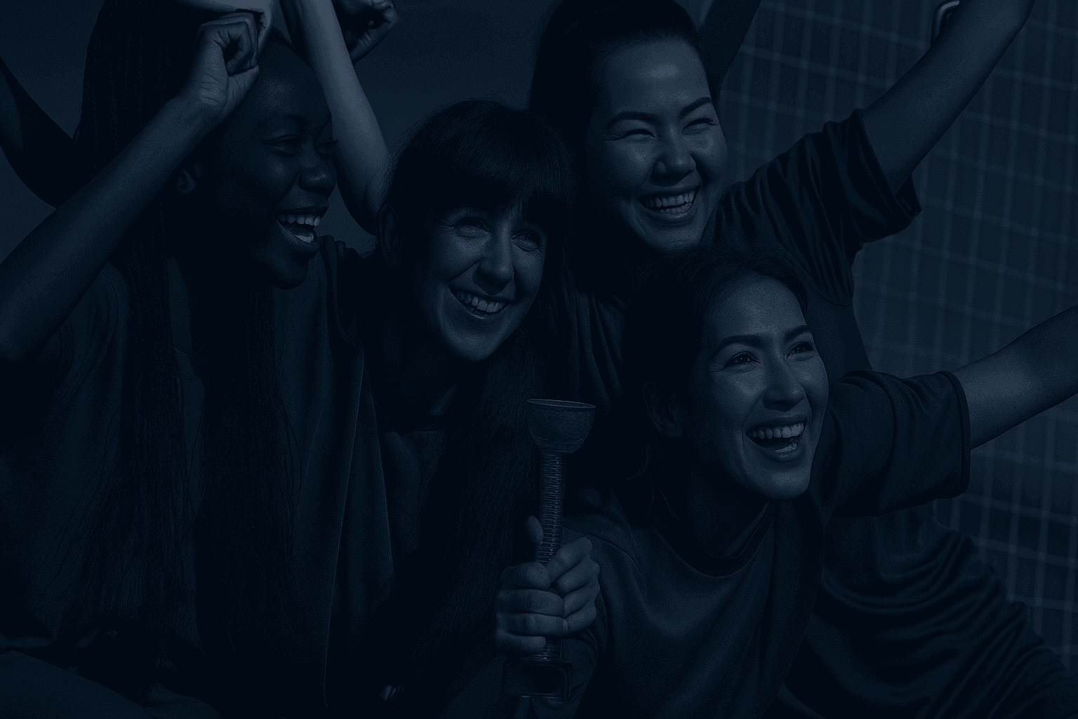 Excited sports fans celebrating